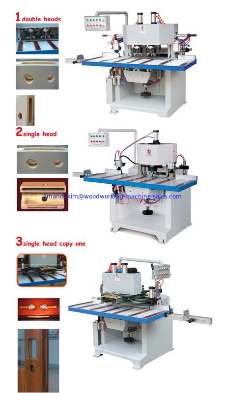 Door lock hole mortise mortising machine with double heads single heads copy heads