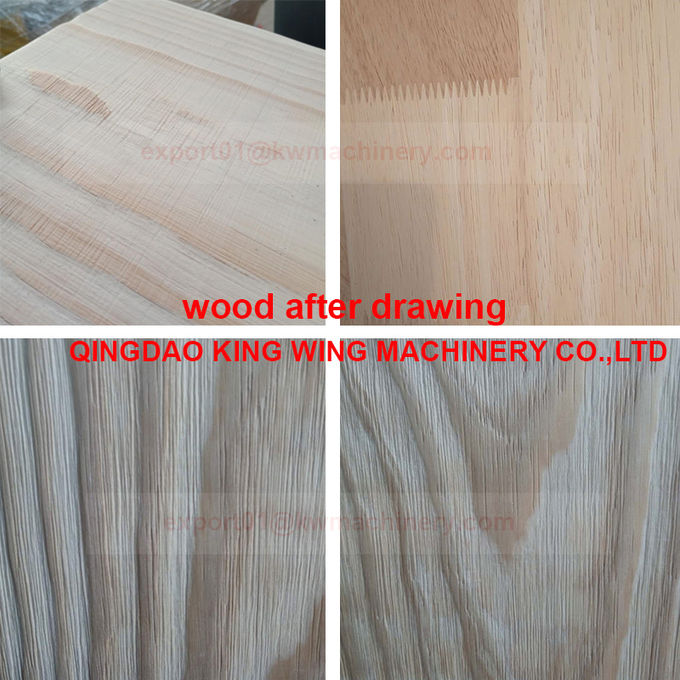 Wood sanding brushing machine with wire brush rollers