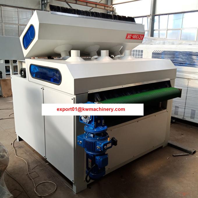 Wood sanding brushing machine with wire brush rollers