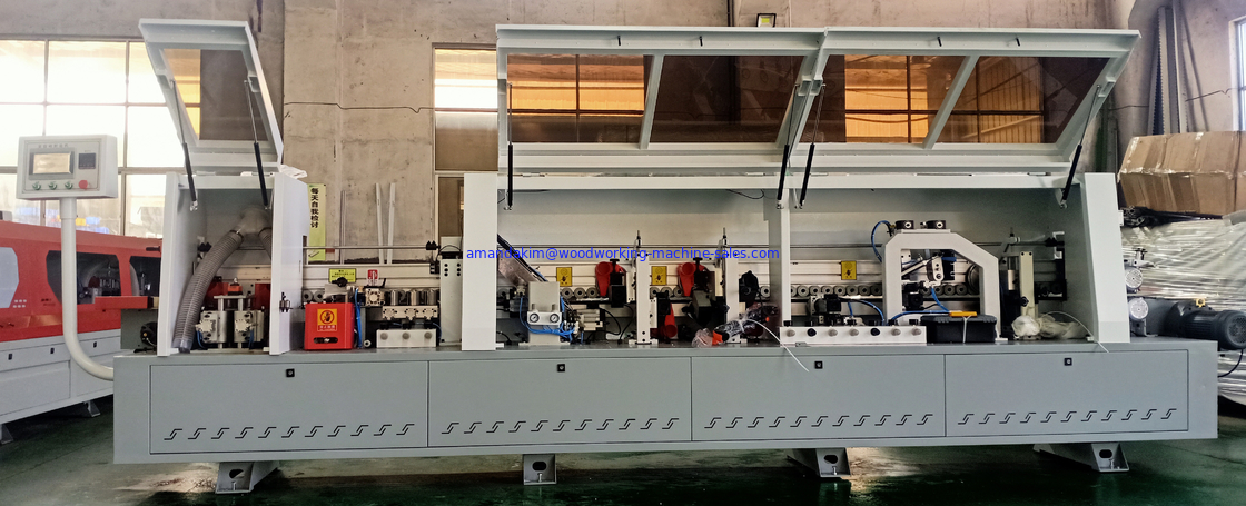KC308 MDF wood door edge banding machine with pre-milling R round trim functions